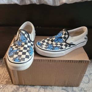 Custom Blue Butterfly Check Vans